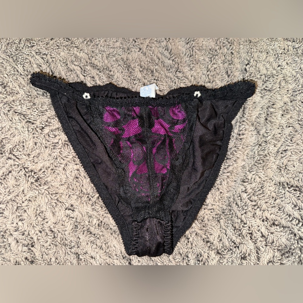 Vintage Nylon Spandex Satin Silky Lace String Bikini Panty panties VTG